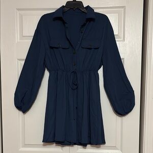 Teal Blue Button-Up Dress